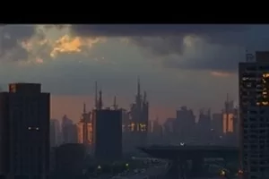 《纸飞机航线》封面：天台上的纸飞机与晚霞