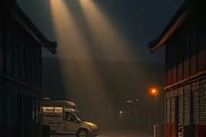 《风从东南来》封面：风吹过的稻田与远处电线杆
